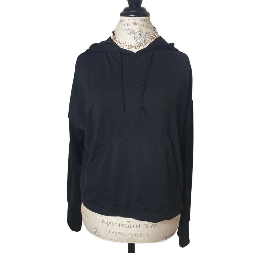 Nike Women's Cropped Hoodie Large Black Dri-Fit Lightweight Sportstyle Streetwea